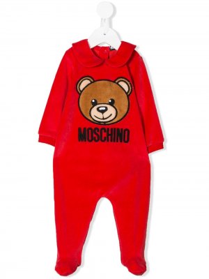Пижама Teddy Bear с вышитым логотипом Moschino Kids. Цвет: красный