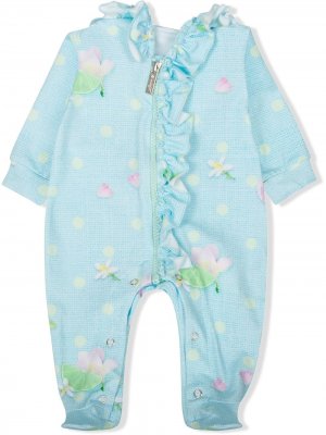 Пижама с оборками и цветочным принтом Lapin House. Цвет: синий