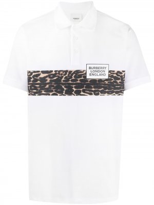 Рубашка-поло с леопардовой вставкой Burberry. Цвет: белый