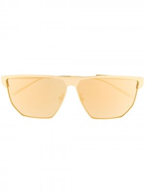 Солнцезащитные очки в оправе геометричной формы Bottega Veneta Eyewear. Цвет: желтый