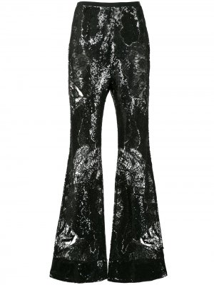 Кружевные расклешенные брюки с пайетками Zuhair Murad. Цвет: черный