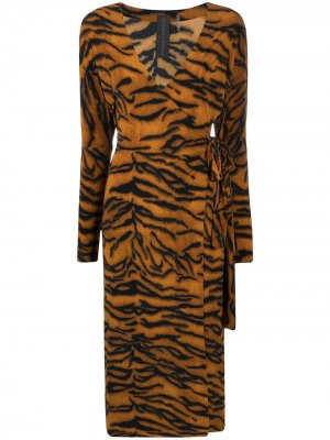 Платье с тигровым принтом Norma Kamali. Цвет: желтый