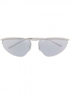 Солнцезащитные очки Panthos в овальной оправе Bottega Veneta Eyewear. Цвет: серебристый