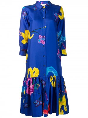 Платье-рубашка с принтом La Doublej. Цвет: синий