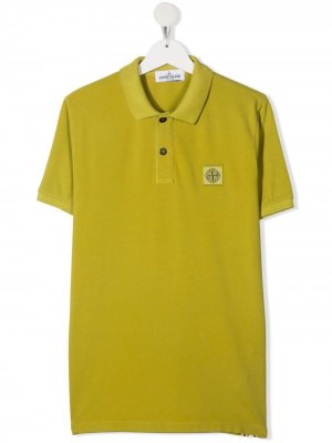 Рубашка поло с нашивкой-логотипом Stone Island Junior. Цвет: желтый