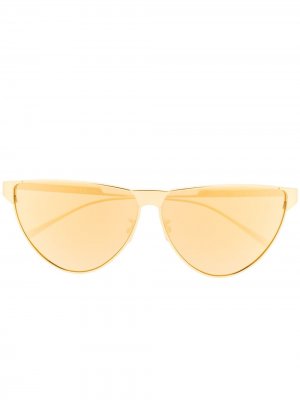 Солнцезащитные очки в круглой оправе Bottega Veneta Eyewear. Цвет: желтый