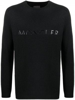 Вязаный свитер с логотипом Moncler. Цвет: черный