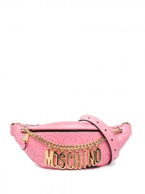 Поясная сумка с логотипом Moschino. Цвет: розовый