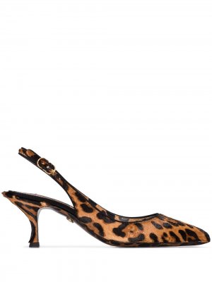 Леопардовые туфли с ремешком на пятке Dolce & Gabbana. Цвет: коричневый