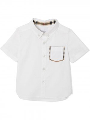 Рубашка оксфорд с отделкой Vintage Check Burberry Kids. Цвет: белый