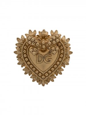 Запонки в виде сердца с логотипом DG Dolce & Gabbana. Цвет: золотистый