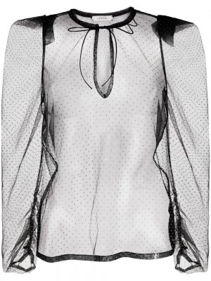 Прозрачная блузка в горох с пышными рукавами Dorothee Schumacher. Цвет: черный