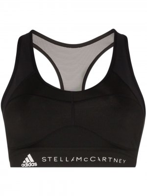 Спортивный бюстгальтер с логотипом из коллаборации Stella McCartney adidas by. Цвет: черный