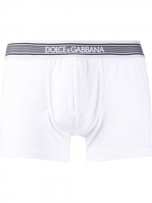 Боксеры с вышитым логотипом Dolce & Gabbana. Цвет: белый