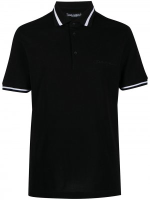 Рубашка поло с вышитым логотипом Dolce & Gabbana. Цвет: черный
