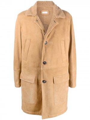 Однобортное пальто средней длины Brunello Cucinelli. Цвет: нейтральные цвета