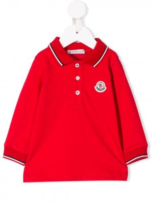 Рубашка-поло с длинными рукавами Moncler Enfant. Цвет: красный
