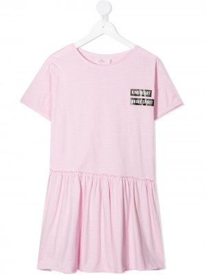 Платье-футболка с плиссированной юбкой Andorine. Цвет: розовый
