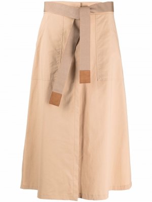 Расклешенная юбка миди с поясом Seventy. Цвет: нейтральные цвета
