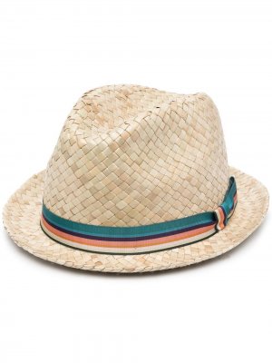 Плетеная шляпа-федора PAUL SMITH. Цвет: нейтральные цвета