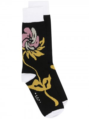 Носки с цветочным узором Marni. Цвет: черный