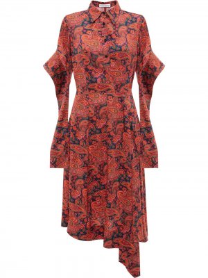 Платье асимметричного кроя с удлиненными рукавами JW Anderson. Цвет: красный