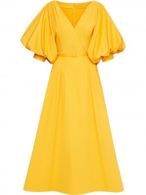 Платье с V-образным вырезом Oscar de la Renta. Цвет: желтый