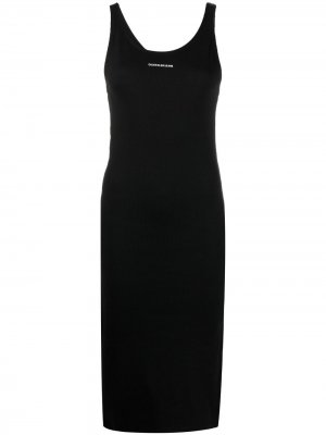 Платье из джерси с логотипом Calvin Klein Jeans. Цвет: черный