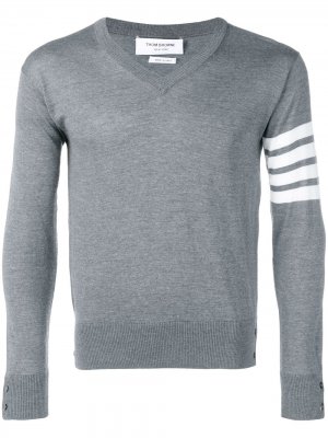 Тонкий пуловер с V-образным вырезом Thom Browne. Цвет: серый