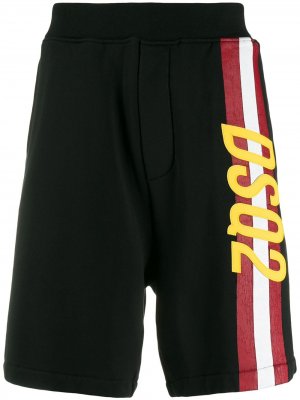Спортивные шорты с полосками и логотипом Dsquared2. Цвет: черный