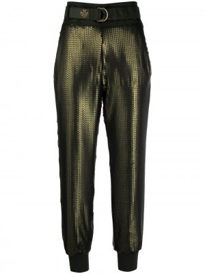 Укороченные брюки с пайетками Mr & Mrs Italy. Цвет: зеленый