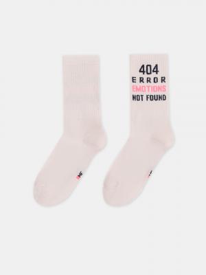 Носки женские розовые с рисунком в виде надписи 404 error... Mark Formelle. Цвет: зефирный
