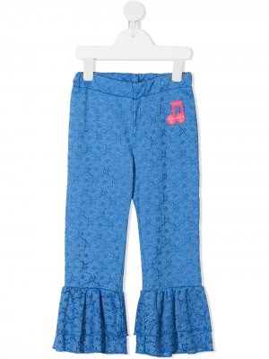 Кружевные брюки с оборками Mini Rodini. Цвет: синий