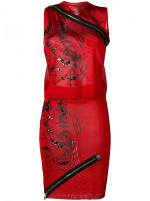 Блузка с юбкой принтом pre-owned Christian Dior. Цвет: красный