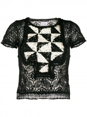 Блузка 2004-го года с геометричным узором Chanel Pre-Owned. Цвет: черный