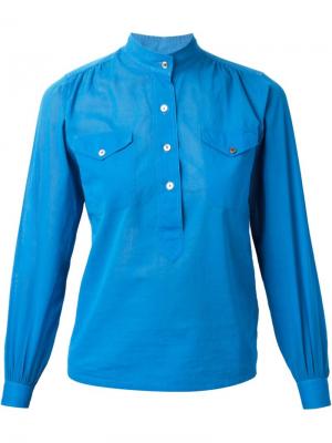 Блузка с воротником-мандарин Yves Saint Laurent Pre-Owned. Цвет: синий