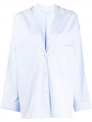 Рубашка оверсайз с V-образным вырезом Christian Wijnants. Цвет: синий