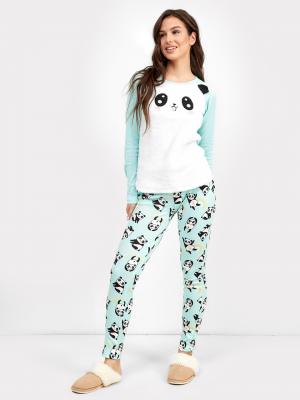 Домашний комплект (джемпер с меховым ворсом и брюки) ментолового цвета пандами Mark Formelle. Цвет: ментол +панды на ментоле