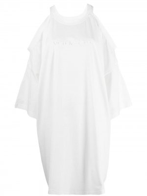 Платье-футболка с вышитым логотипом VETEMENTS. Цвет: белый