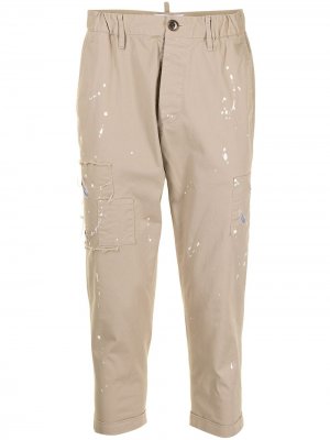 Укороченные брюки с эффектом разбрызганной краски Ports V. Цвет: коричневый