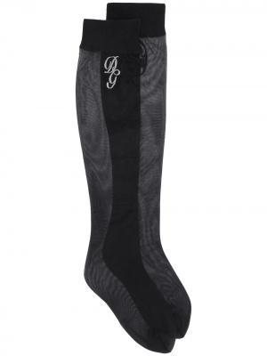 Длинные носки с сетчатой вставкой Dolce & Gabbana. Цвет: черный