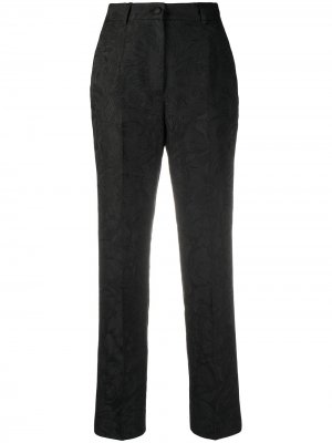 Прямые парчовые брюки с цветочным узором Dolce & Gabbana. Цвет: черный