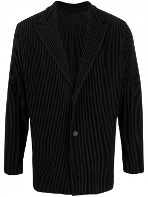 Однобортный плиссированный пиджак Homme Plissé Issey Miyake. Цвет: черный