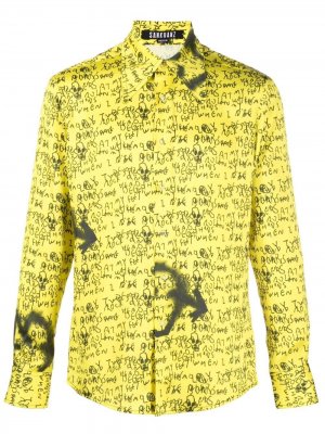 Рубашка с длинными рукавами и графичным принтом Sankuanz. Цвет: желтый
