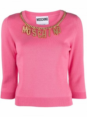 Джемпер с подвеской-логотипом Moschino. Цвет: розовый