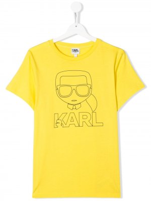 Футболка с логотипом Karl Lagerfeld Kids. Цвет: желтый