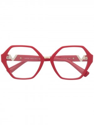 Очки в оправе геометричной формы Valentino Eyewear. Цвет: красный