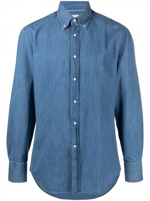 Джинсовая рубашка с воротником на пуговицах Brunello Cucinelli. Цвет: синий