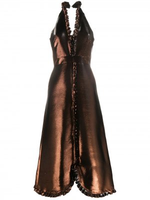 Вечернее платье с эффектом металлик Temperley London. Цвет: коричневый