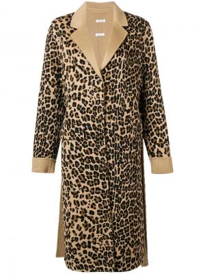 Однобортное пальто с леопардовым принтом P.A.R.O.S.H.. Цвет: коричневый